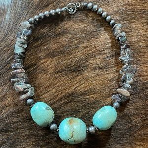 Turquoise Rock Statement Necklace
